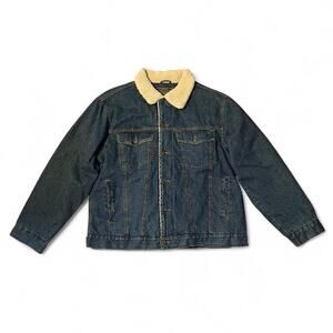 Steve & Barrys Sherpa Lined Denim Jacket Mens XL Blue Trucker Jean Coat